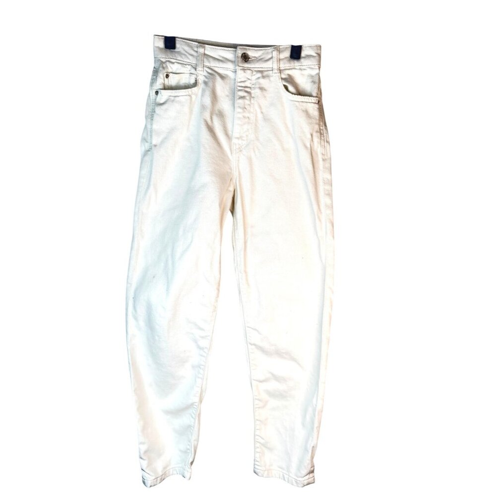 ZARA Size 2 White Denim Slim Fit Jeans Cotton & Elastane Blend